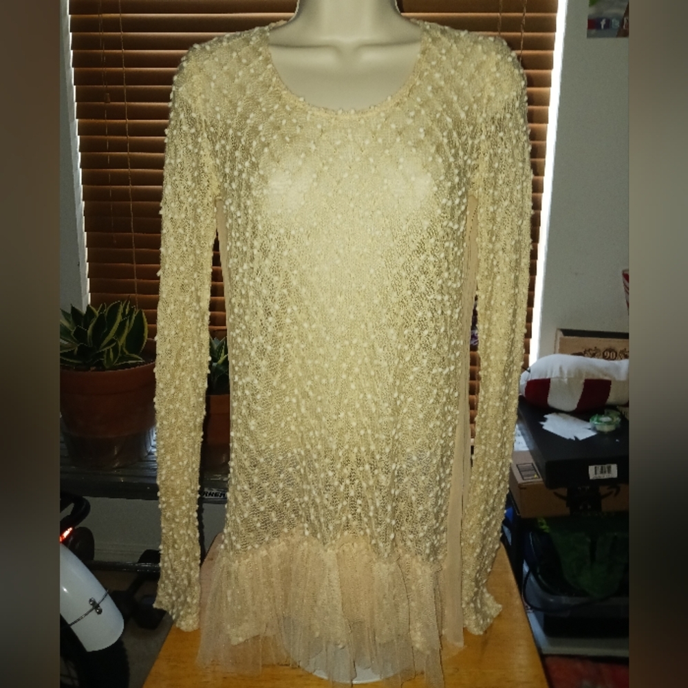 A'Reve Sheer Cream Negligee
